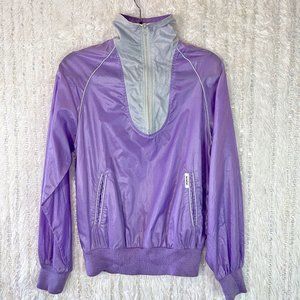 Vintage Bagwear Windbreaker Jacket Women's SMALL Purple Ripstop Stand Up Collar